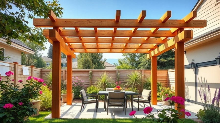 Simple backyard pergola designs with vibrant garden flowers.