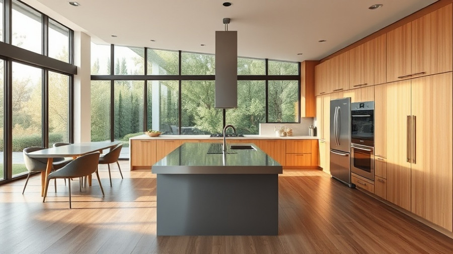 Modern kitchen interior with sleek design and wooden elements, home design