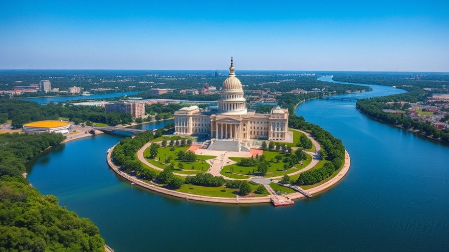 Aerial view of the Louisiana State Capitol, a best thing to do in Baton Rouge.