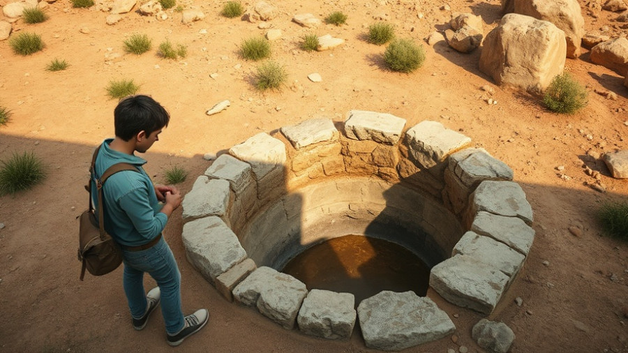 Individual exploring ancient wine production center in Turkey