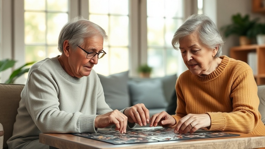 Elderly couple engaged in puzzle-solving as part of Alzheimer's treatment advances.