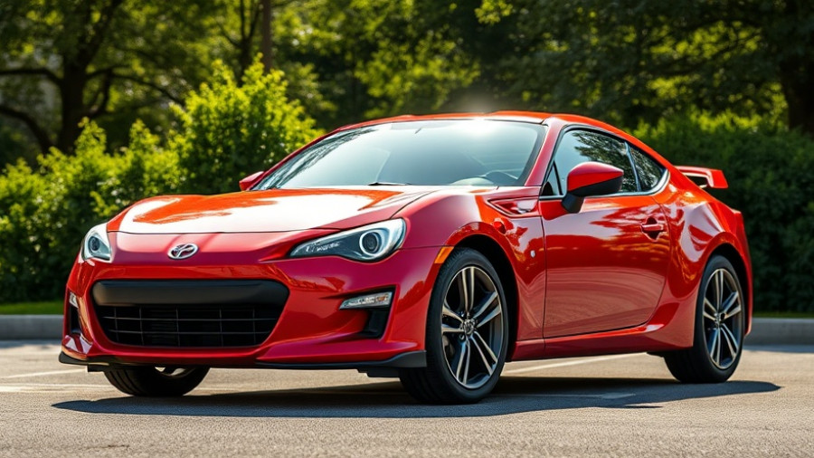 Sporty red used car parked outdoors, perfect buy for car enthusiasts.