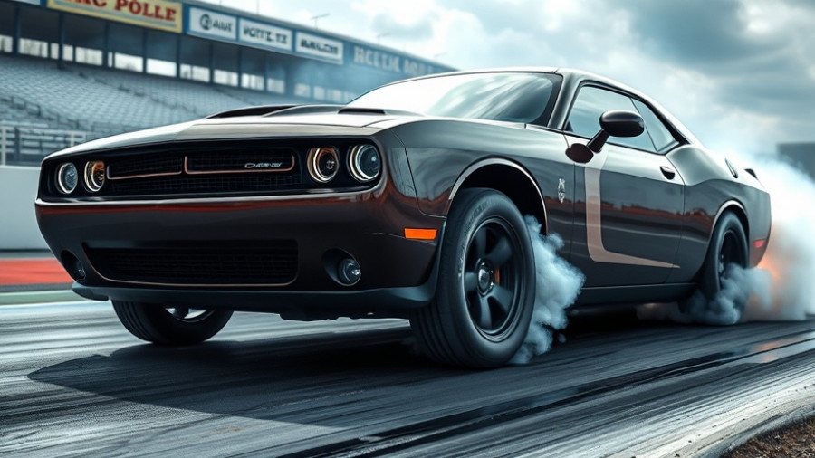 Dodge Charger Drag Pak V8 releasing smoke at racetrack, showcasing power.