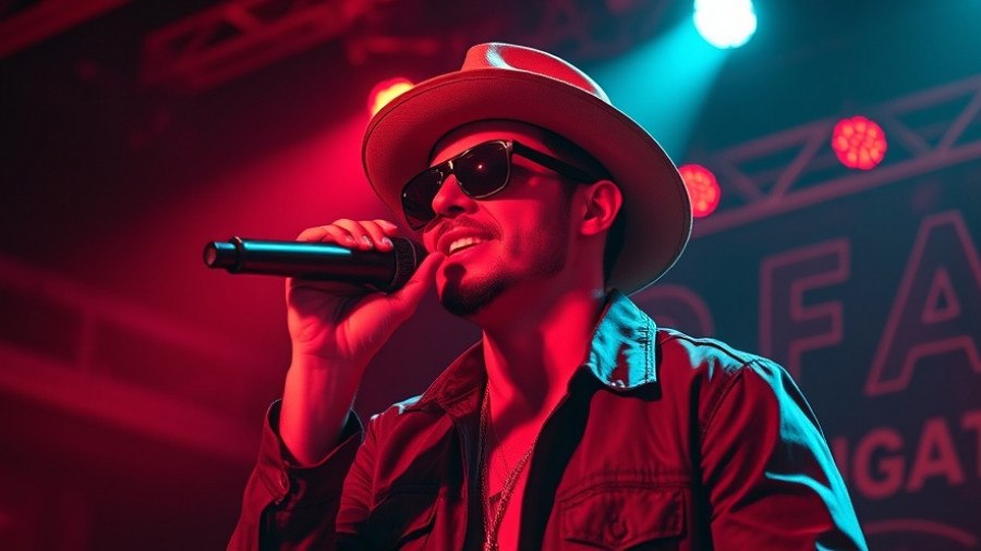 Lil Wayne performing in vibrant red lighting