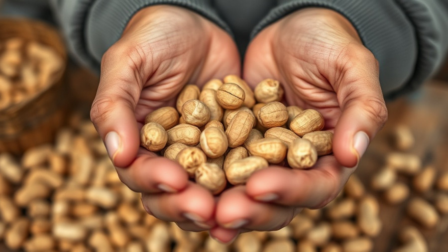 Close-up of hands holding peanuts, related to early peanut introduction allergies.