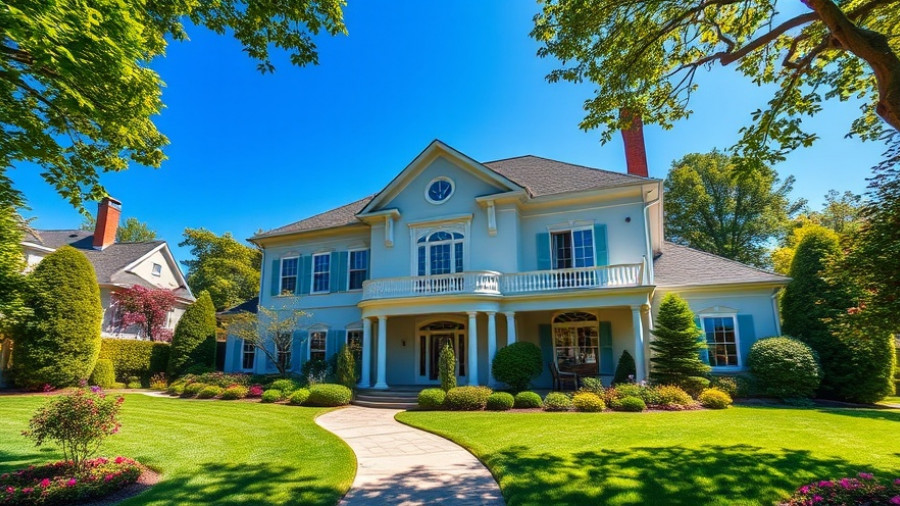 Spacious Florida France home with garden in sunny weather.