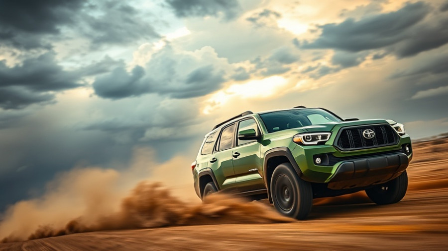 Dynamic Kia SUV driving through dust, illustrating Kia EV Sales Struggles.