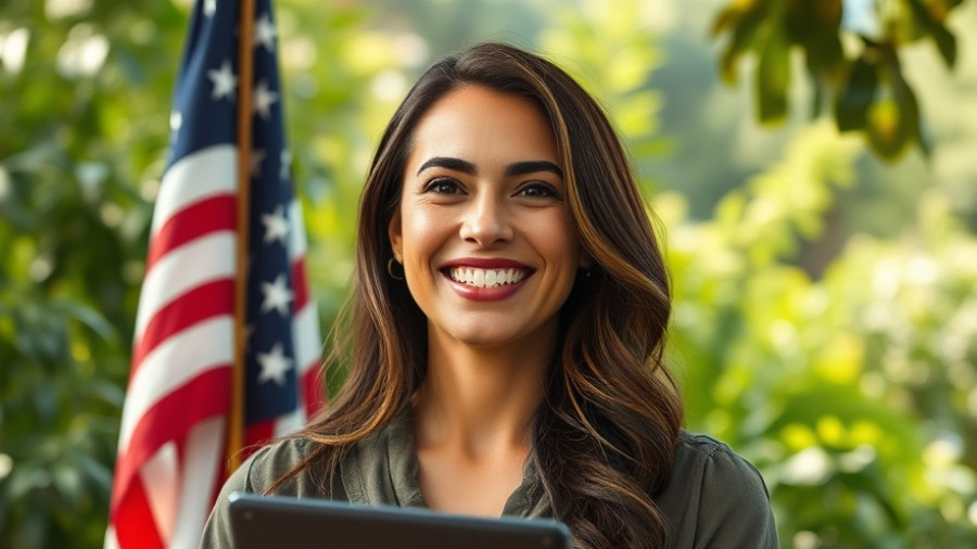 Smiling woman awarded citizenship honor at Slidell ceremony.