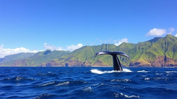 Kauai coastline with whale and mountains, best things to do in Kauai.