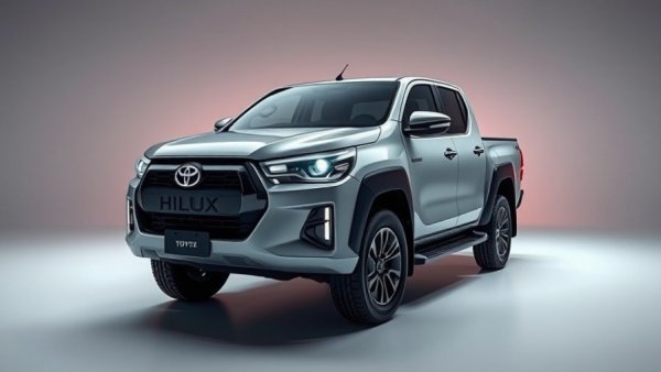 2026 Toyota Hilux electric truck with sleek design in studio lighting.