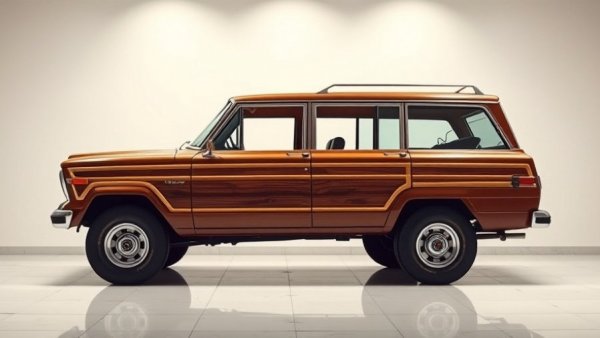 Vintage Jeep Wagoneer in a studio - buy used cars scene.
