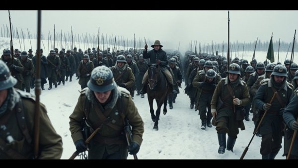 Napoleon's army retreating through snow, related to deadly bacteria.