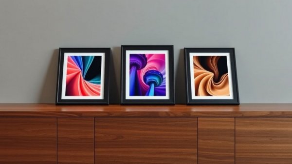 Elegant E-ink Picture Frames displaying vibrant images on wood.