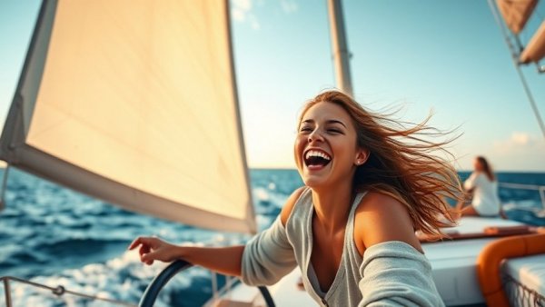Energetic woman on sailboat in Disney live-action Moana trailer.
