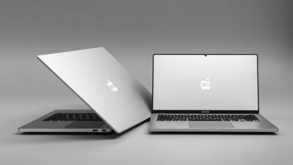 Sleek modern laptops labeled as best laptops in 2026, photorealistic.