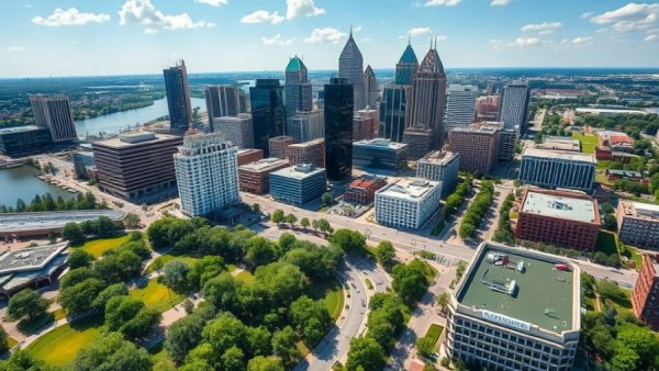 Aerial view of Milwaukee skyline highlighting best attractions.