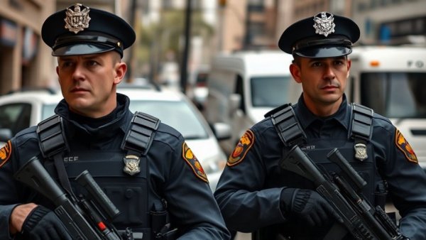 Officers in tactical gear during Operation Swamp Sweep, urban setting.