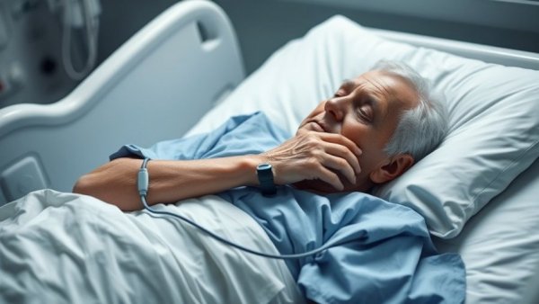 Elderly person in hospital bed, related to H5N5 bird flu in Louisiana.