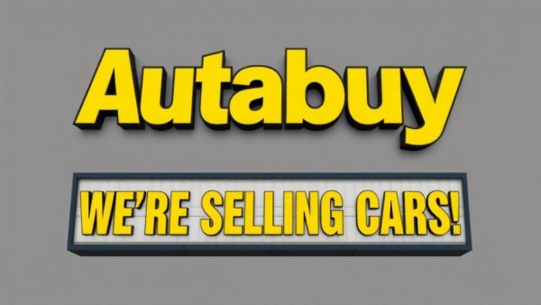 Bold Autabuy sign promoting car sales, buy used cars slogan.