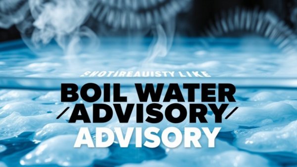 Boil water advisory in St. James Parish, water boiling with steam.