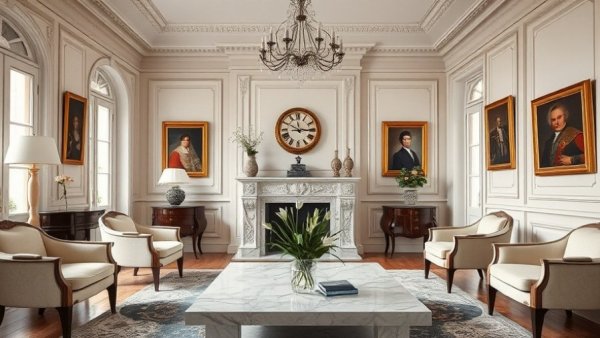 Elegant Haussmann apartment design with classic furniture and art.