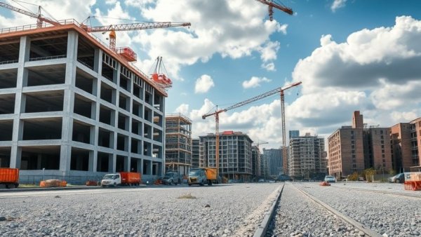 Urban development scene with crane for Louisiana Music & Heritage Experience.