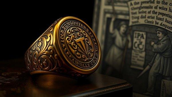 Gold ring linked to the Gunpowder Plot displayed with historical illustration.