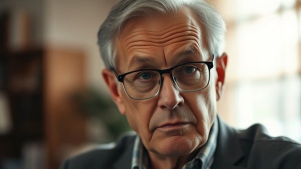 Contemplative older man pondering early retirement decision.