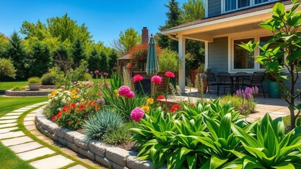 Creating Beautiful Stone Edging for Your Garden with vibrant plants and patio.