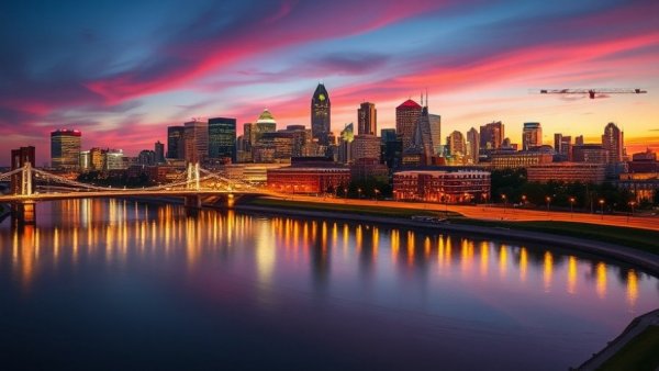 Dusk skyline of Minneapolis reflecting on river, highlighting best things to do in Minneapolis.