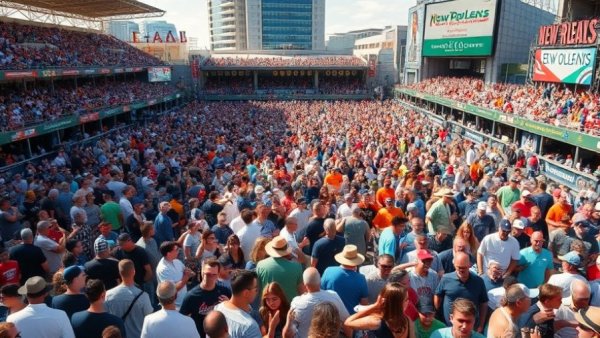 Crowd at Bayou Classic New Orleans with festive atmosphere.