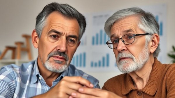 Focused mature couple discussing habits wrecking your retirement, indoor setting.