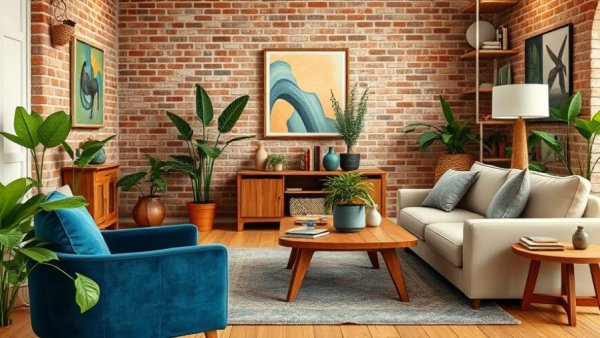 Charming Italian apartment design with cozy living room and artistic decor.