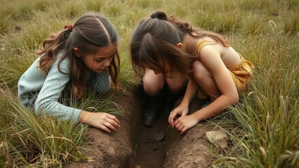 Prehistoric artifacts uncovered by children during excavation.