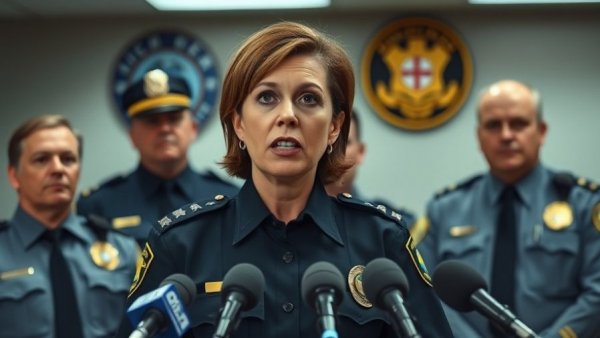 Senior police officer addresses a press conference, discussing NOPD cooperation with ICE.