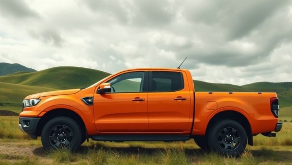 Vibrant orange pickup truck highlighting OEM collaborations in automotive industry.