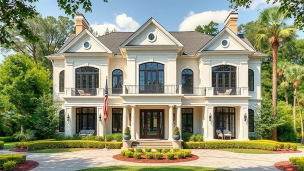 $5.3M luxury Nashville home layout with elegant facade and landscaping.