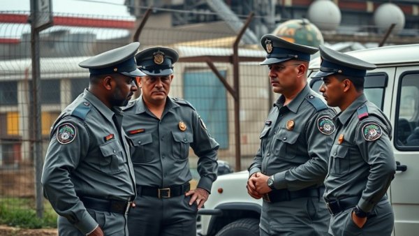 Officers near vehicle discussing Immigration Crackdown in New Orleans.