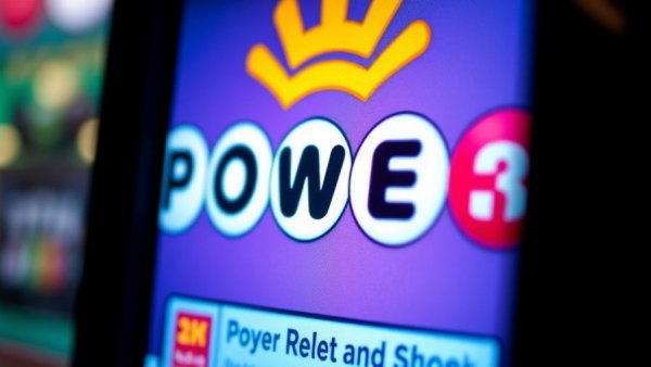 Powerball jackpot screen close-up with vibrant colors and clear logo