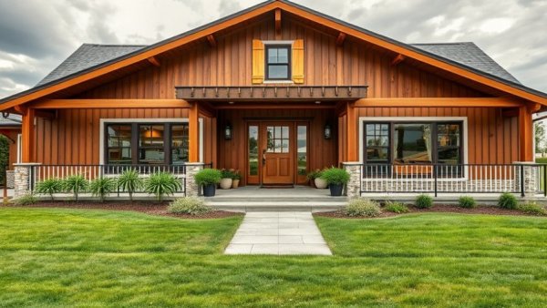 Charming farmhouse with modern vibes and lush lawn.