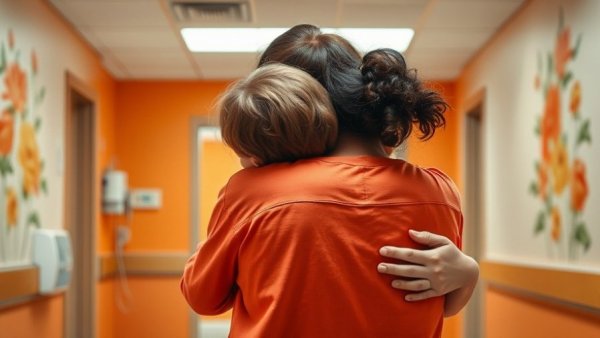 Caring embrace in hospital, highlighting hidden cancer gene concerns.