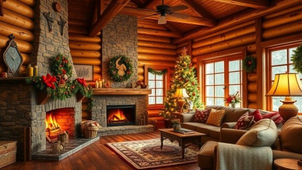 Rustic Christmas Home Tour in a cozy living room with festive decor