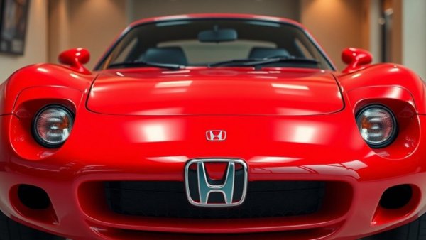Honda Heritage Works classic red sports car close-up.