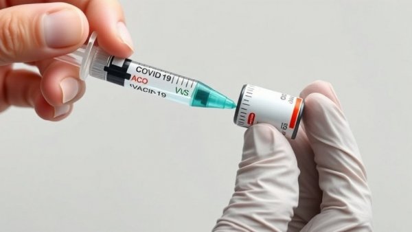 Healthcare worker preparing syringe for COVID-19 vaccination