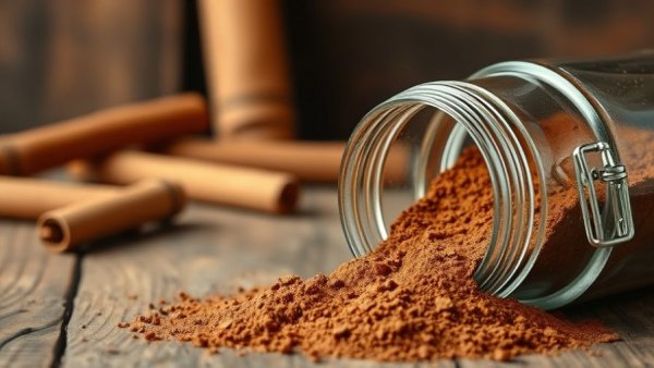 Ground cinnamon spilling from a jar, related to lead recall.