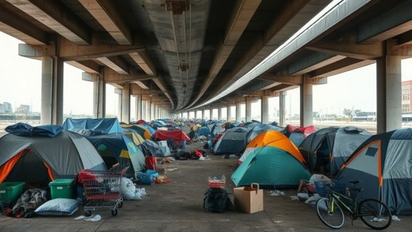 New Orleans Freeze Plan for Cold Weather: Tents under an overpass.