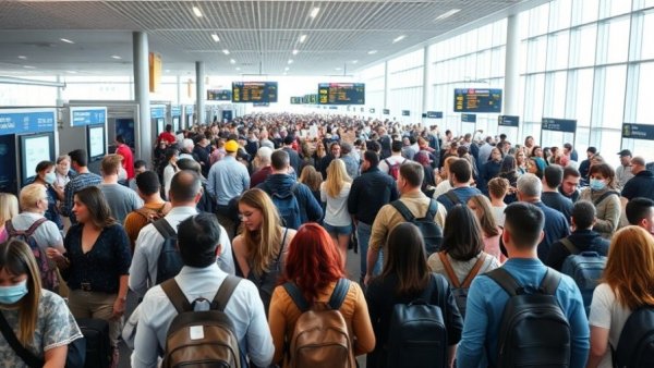 Crowd at airport terminal for Airport Guest Pass Program