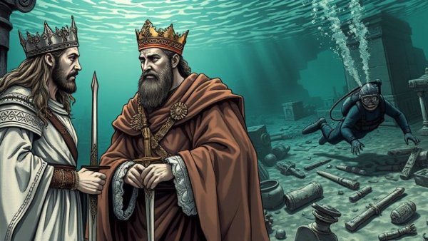Ancient weapons linked to medieval rulers and underwater discovery.