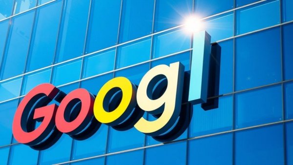 Google logo on building related to Google Play Store settlement.