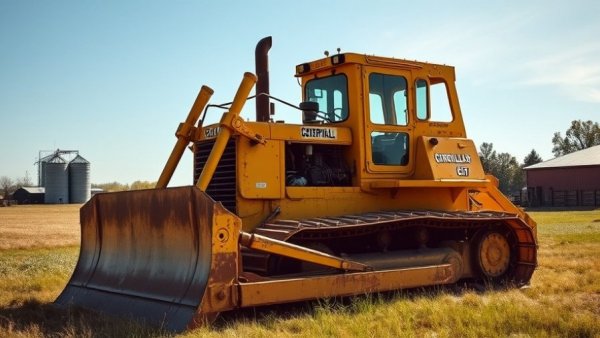 1964 Caterpillar D8H Dozer parked in rural landscape, blue sky backdrop